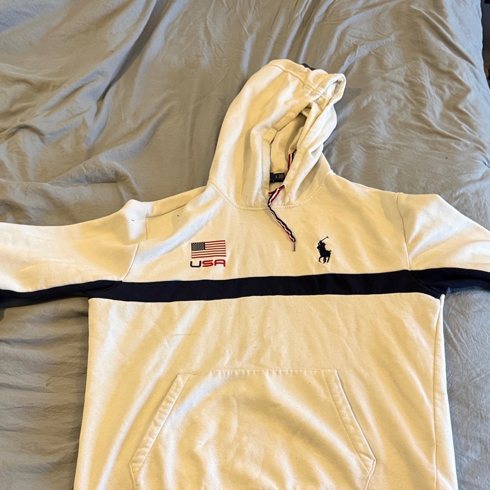 Ralph Lauren Cream Hoodie with Flag Detail